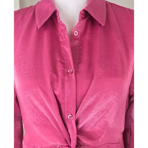 Laundry by Shelli Segal Fuschia Satin Twist Blouse NWT Size Small - Picture 7 of 12